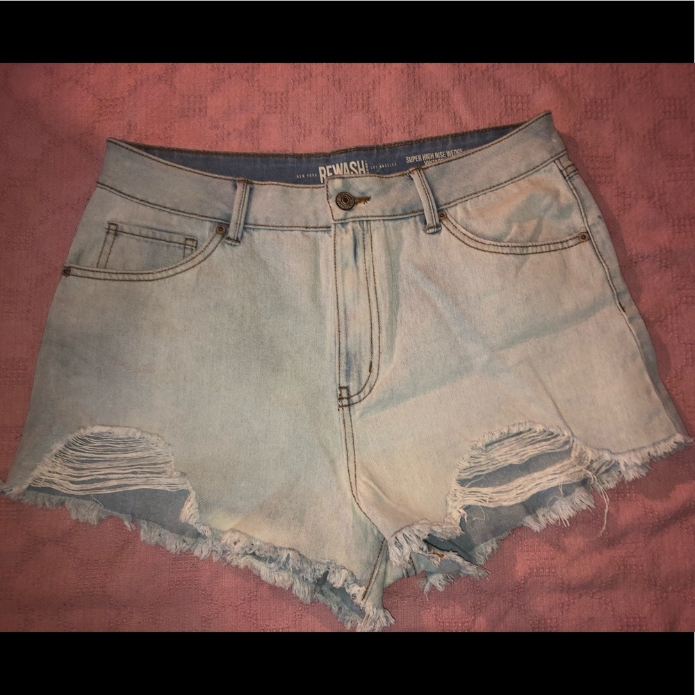 High rise denim shorts